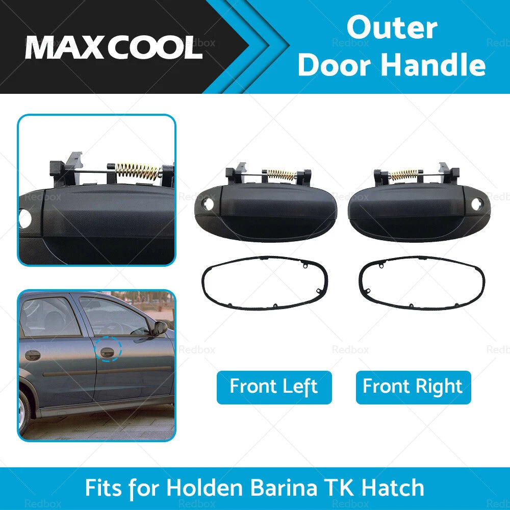 Front Outer Door Handle Pair LH+RH Black for Holden Barina Hatch (2005-2011)