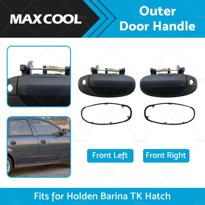 Front Outer Door Handle Pair LH+RH Black for Holden Barina Hatch (2005-2011)