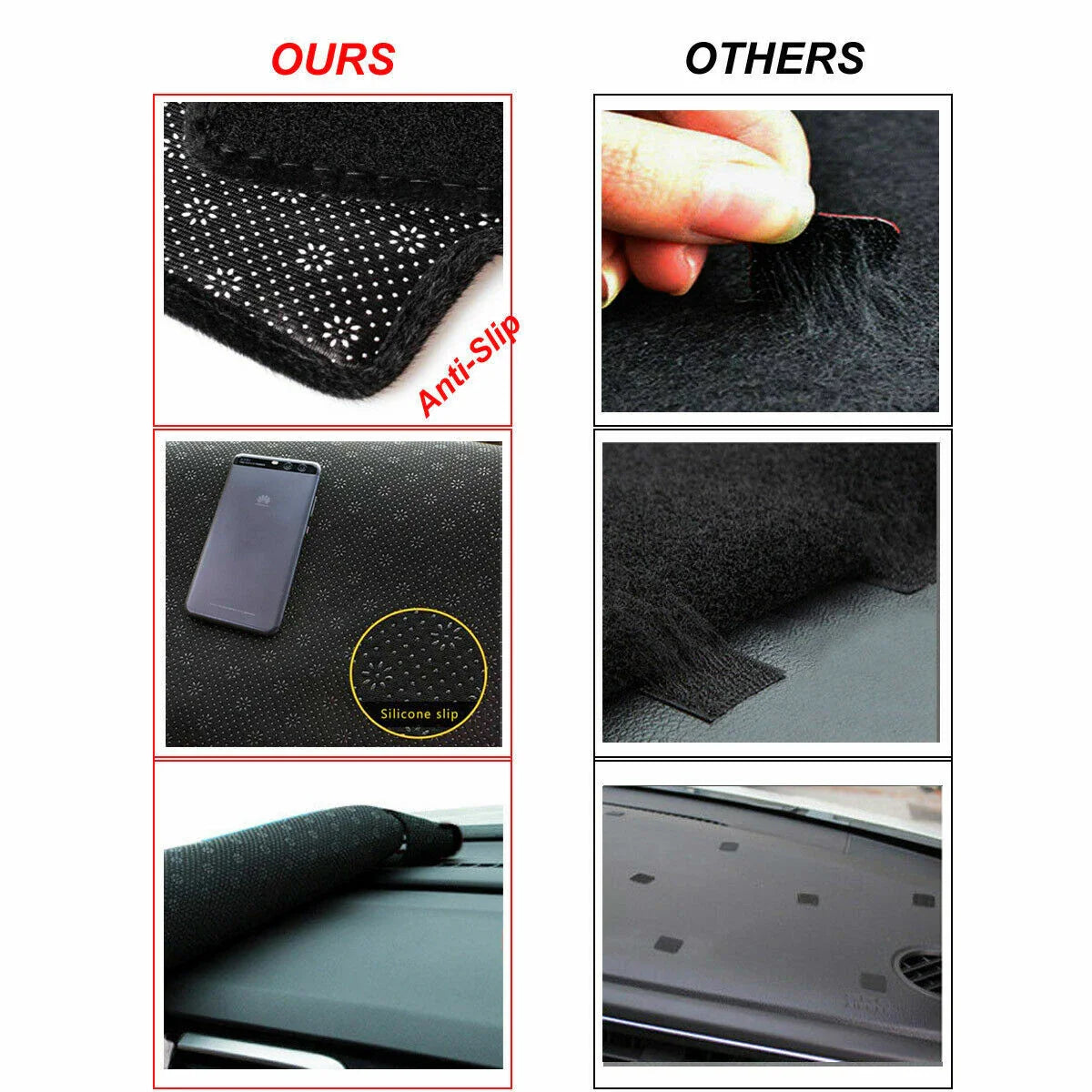Non-Slip Dash Mat for Mazda CX-5 2012-2017 Dashboard Cover Black