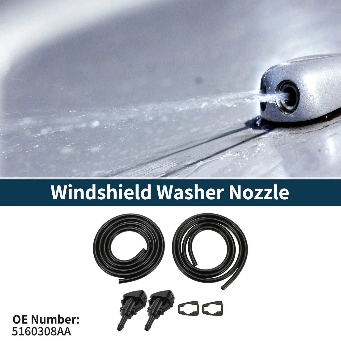 Windshield Washer Nozzle & Gasket, Fluid Hose for Dodge (2001-2009)