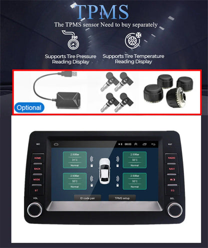 7" Carplay Stereo GPS Navigation Head Unit for Fiat Panda (2003-2012)