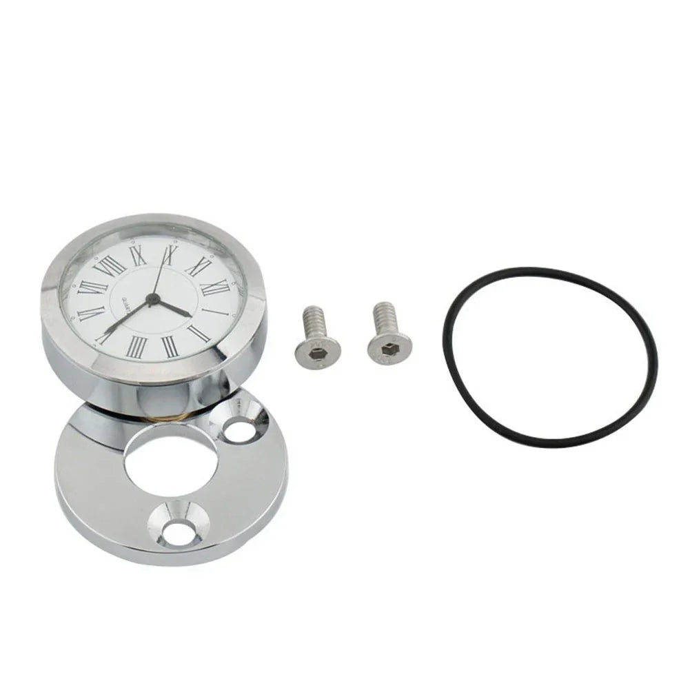 Front Fork Lock Clock Cover Chrome & White for Harley Road King (1994-2024)