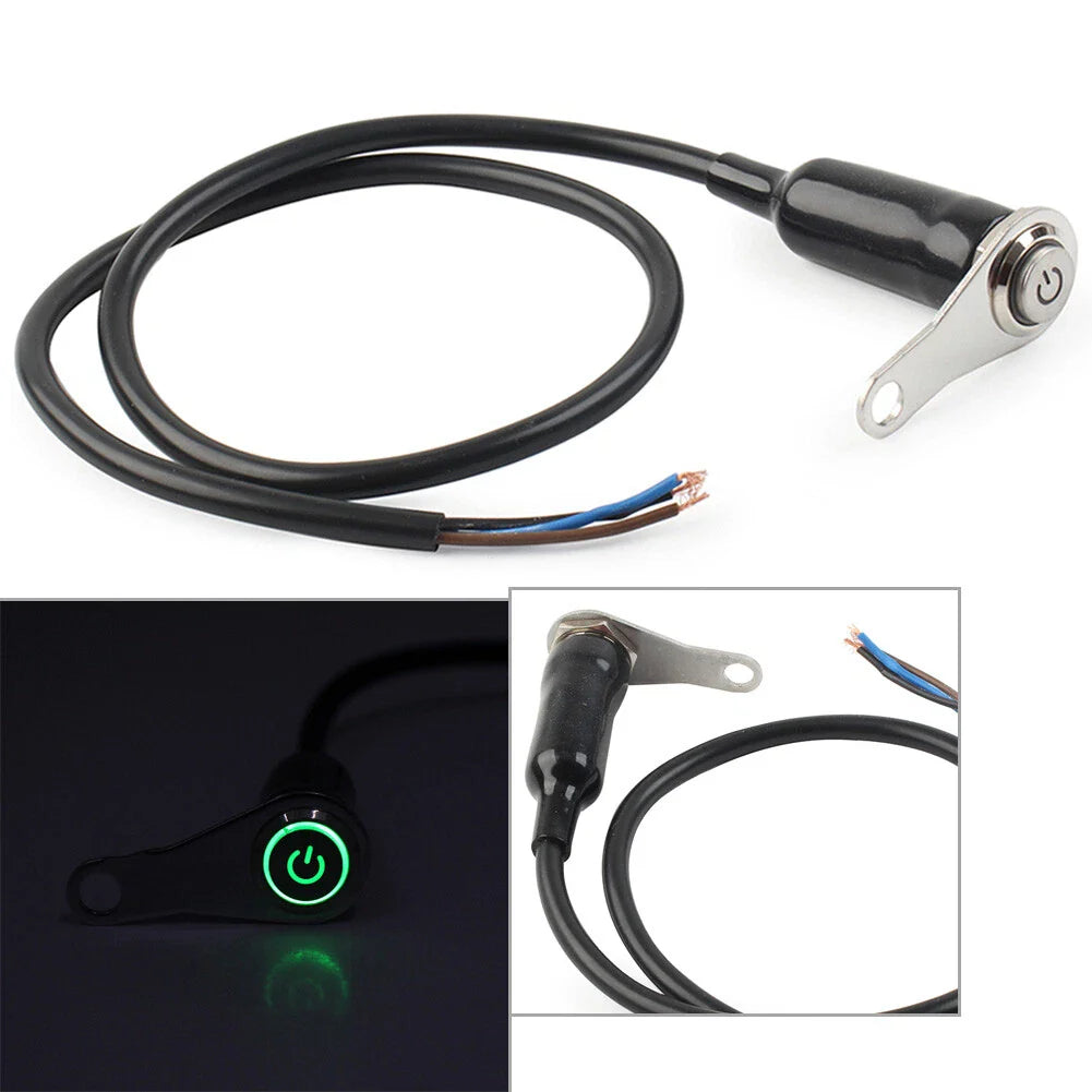 LED Switch ON/OFF 7/8" Handlebar Mount Push Button for Fog Headlight - Green