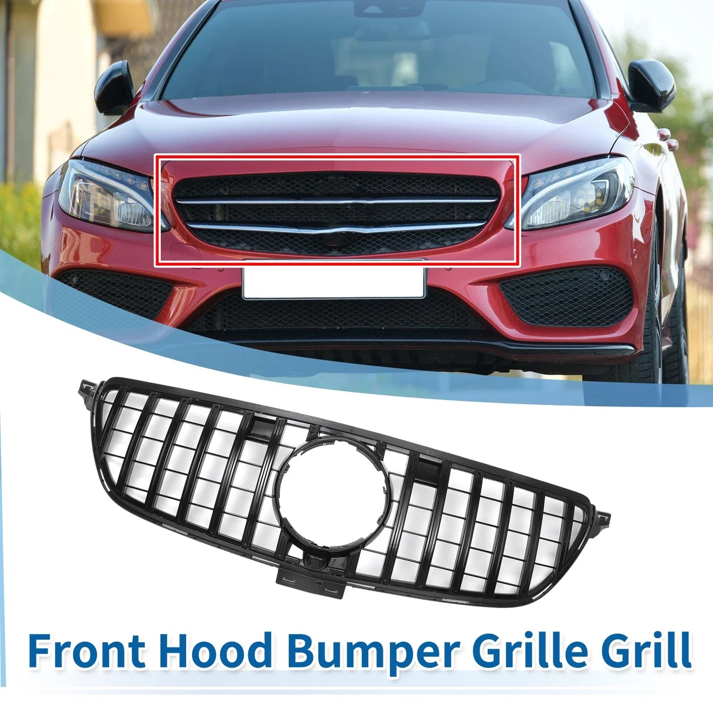 Front Upper Bumper Grille for Mercedes-Benz GLE 2015-2019 Black Grills
