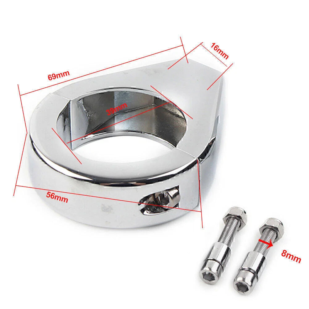 Chrome Fork Clamp Turn Signal Clamps for Harley Softail (39mm)