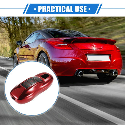 3 x Button Car Remote Key Fob Cover Case for Porsche Macan (2014-2022) TPU Red