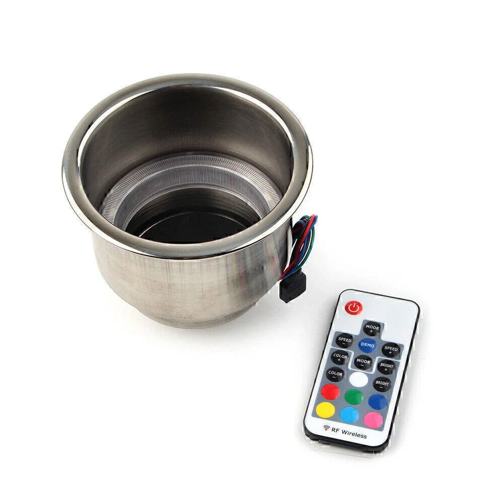 Stainless Steel LED RGB Drink Cup Holder for Marine RV Truck