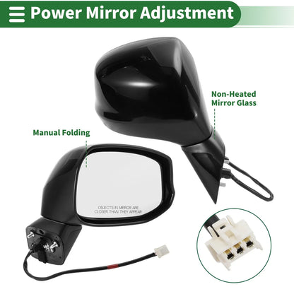 Right Side Door Mirror for Honda Civic 2012-2015 Manual Folding Gloss Black