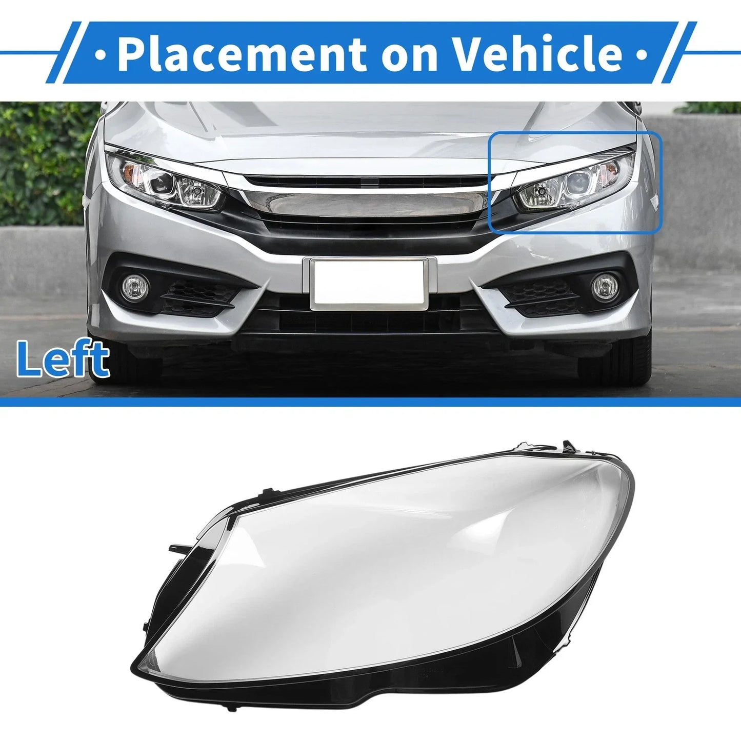 Car Front Left Headlight Lens Cover for Mercedes-Benz C-Class (2018-2020)