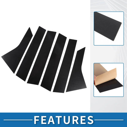 6 x Car Pillar Window Trim Covers for Honda Accord (2018-2022) Black Carbon Fiber