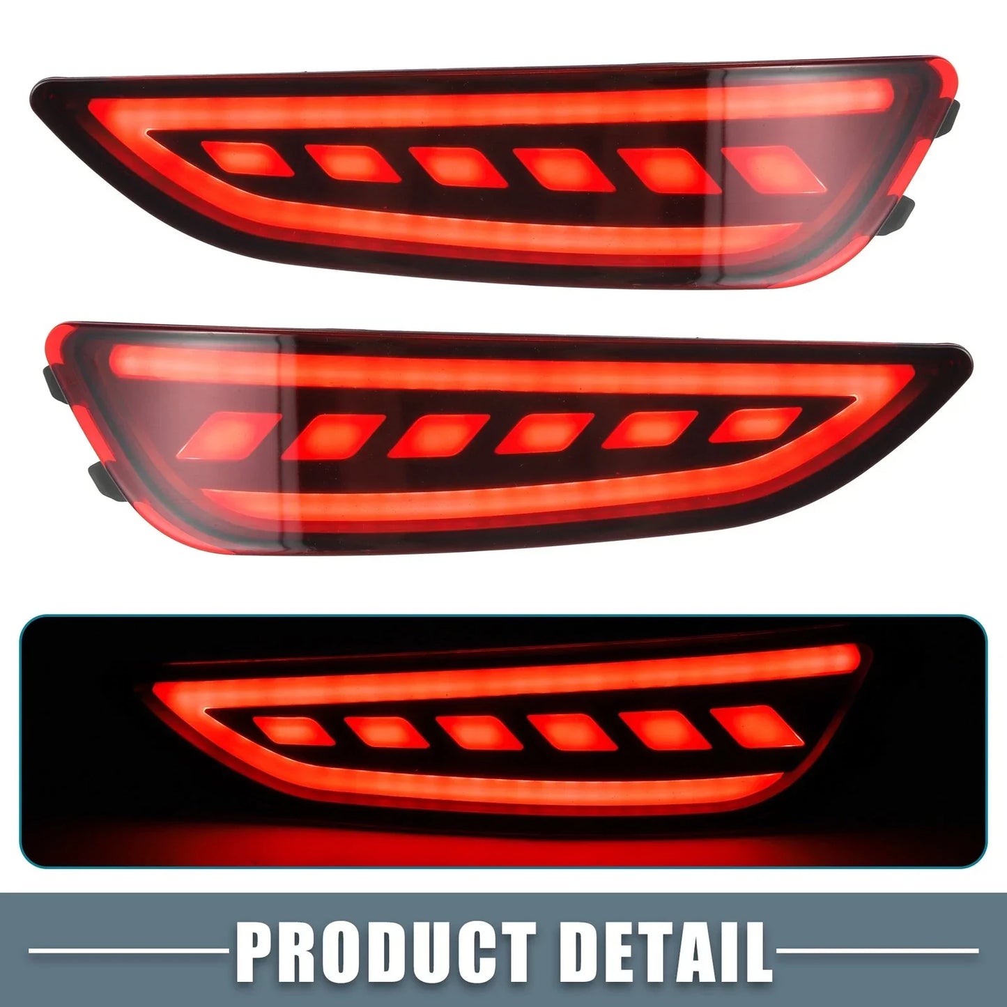 2 x Rear Bumper Reflector LED Brake Lights Red for Hyundai Accent (2012-2017)