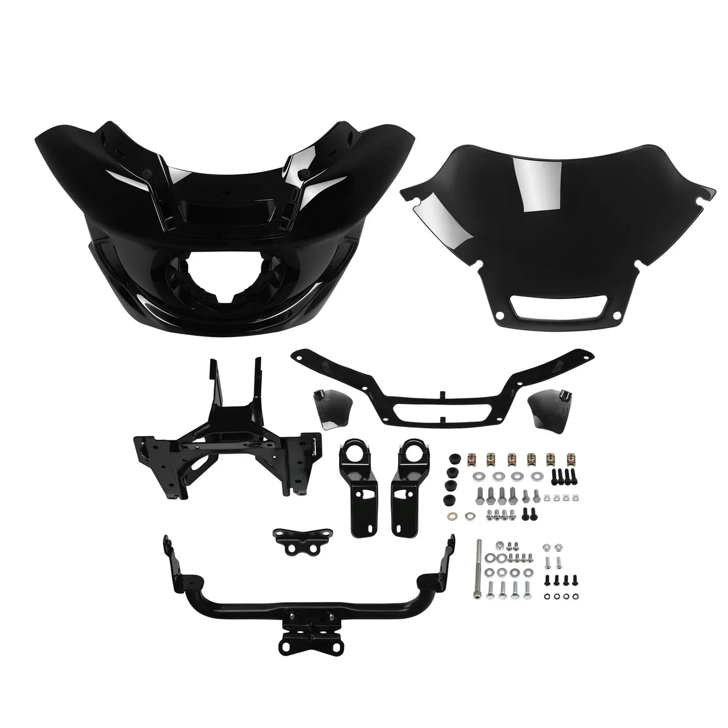 Black Front Fairing Windshield Support Bracket for Harley Low Rider (22-25)