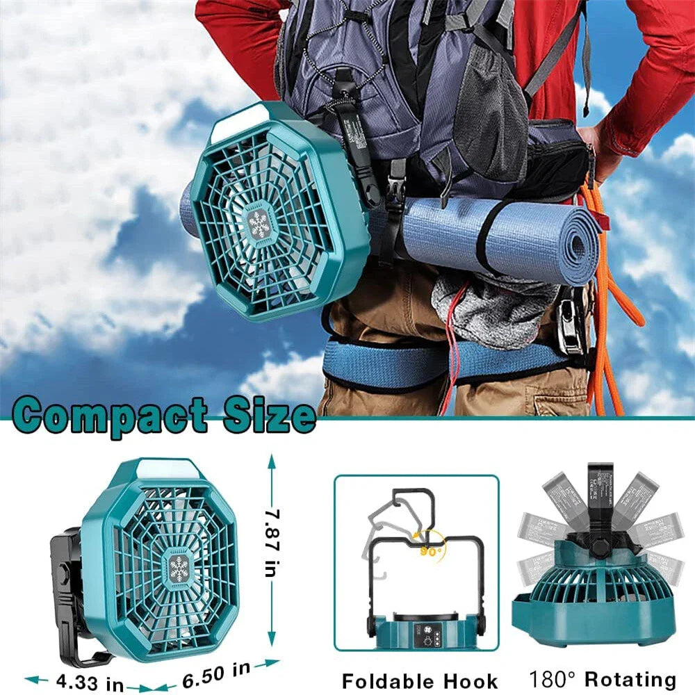 New Camping Ceiling Fan with LED Light for Makita 14.4V 18V Battery