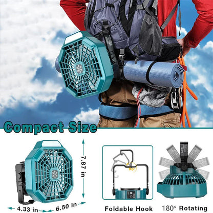 New Camping Ceiling Fan with LED Light for Makita 14.4V 18V Battery