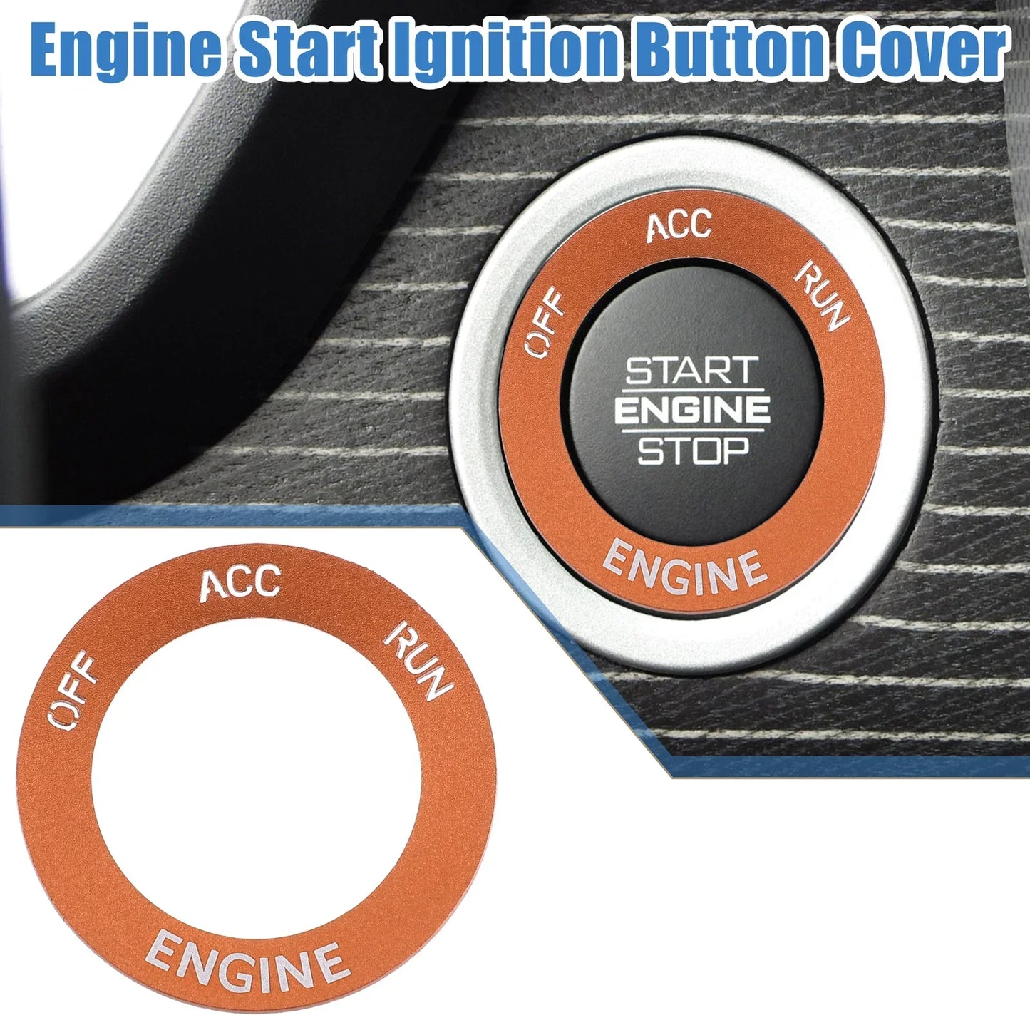 Engine Start Button Sticker for Dodge Charger Challenger Aluminum Alloy Orange