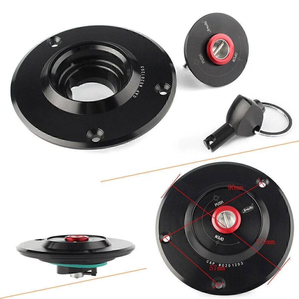 Fuel Filler Cover Gas Tank Cap w/Key for Kawasaki Z750/Z1000/ZX-6R (2003-2006)