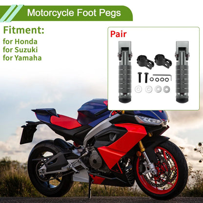 Motorcycle Foot Pegs for Honda, Suzuki, Yamaha - Titanium Tone