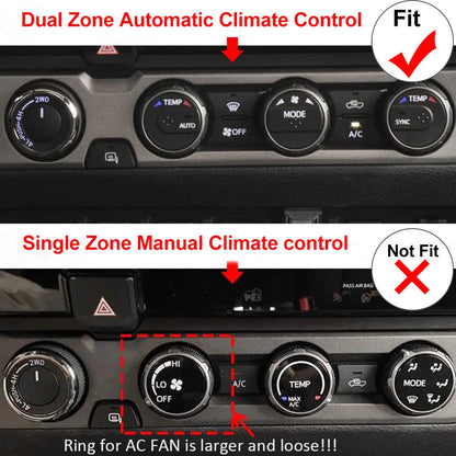 Black AC Climate Control Knob Trim for Toyota Tacoma (2016-2023)