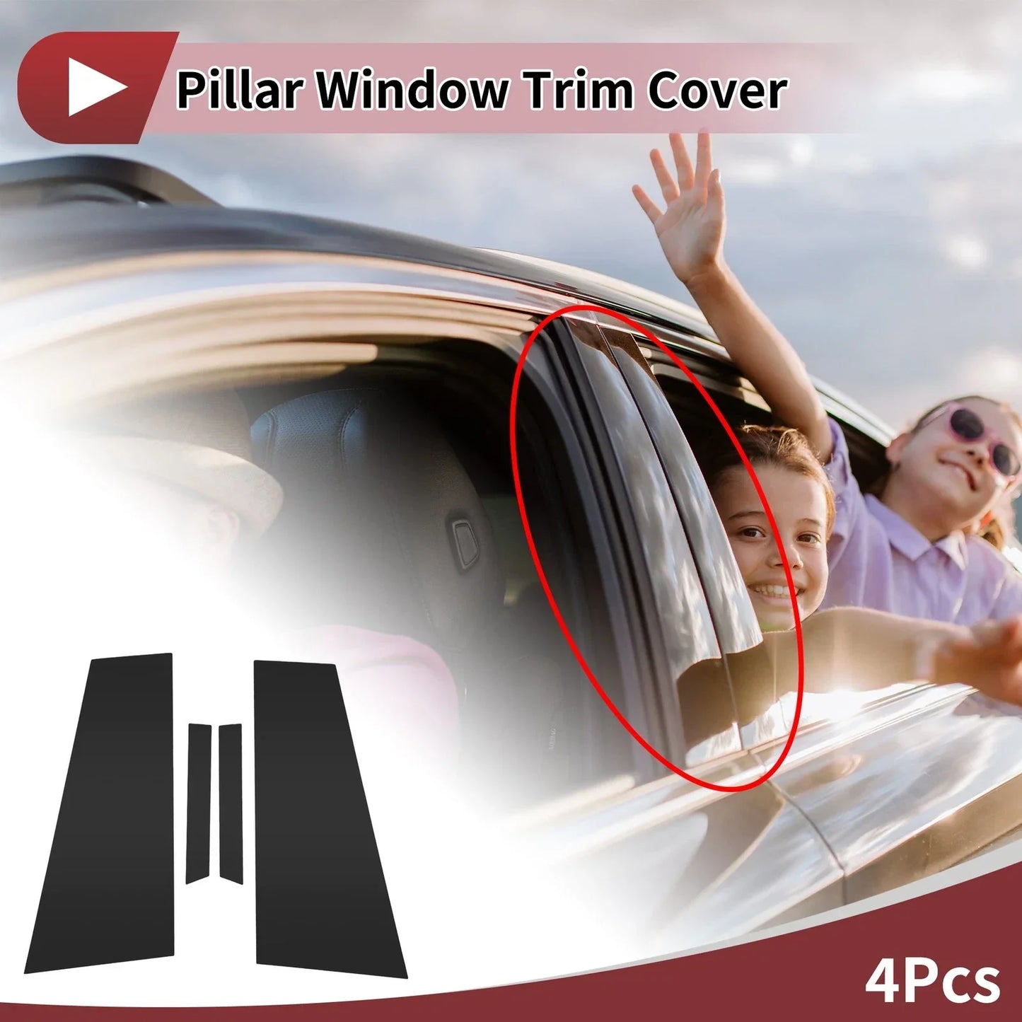 4 Pcs Car Door Pillar Window Trim for Mercedes-Benz CLS (2020-2023) Black