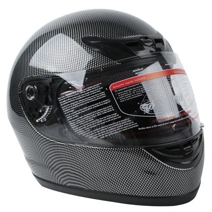 Carbon Fiber Black DOT Adult Flip Up Full Face Motorcycle Helmet - S M L XL