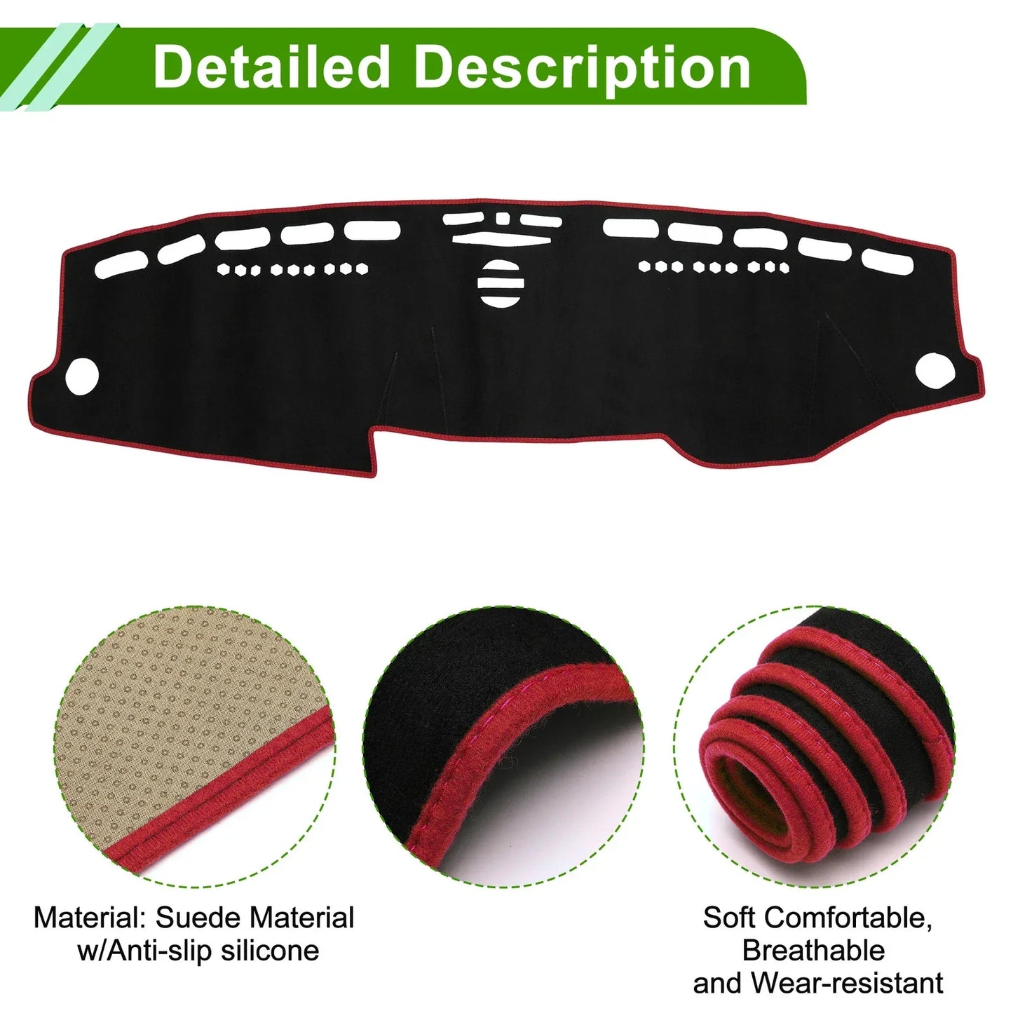 Dashboard Cover Mat for Mercedes E-Class 2010 Sun Protector Pad Black Red