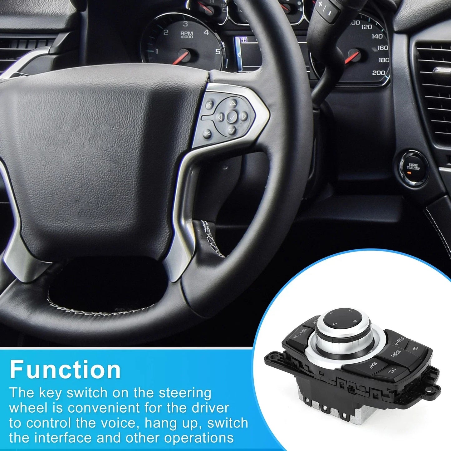 Steering Wheel Control Switch for BMW 528i (2010-2011) Black