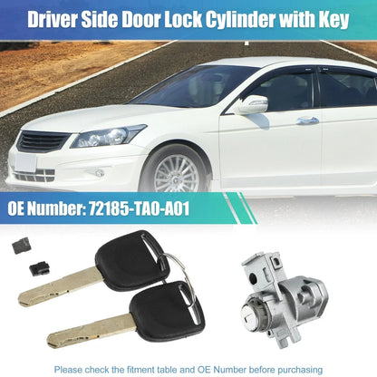 Front Left Door Lock Cylinder with 2 Keys for Honda Accord (2008-2013)