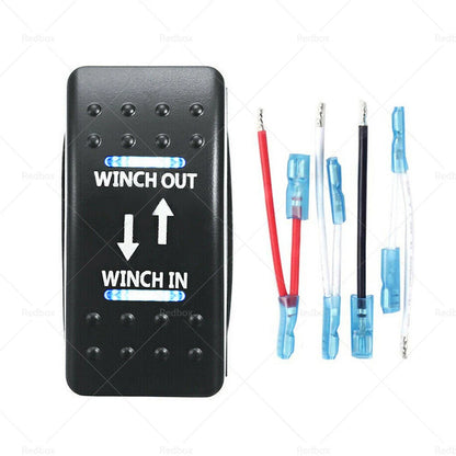 7-Pin Blue LED Rocker Toggle Switch for Winch In/Out 12V-24V