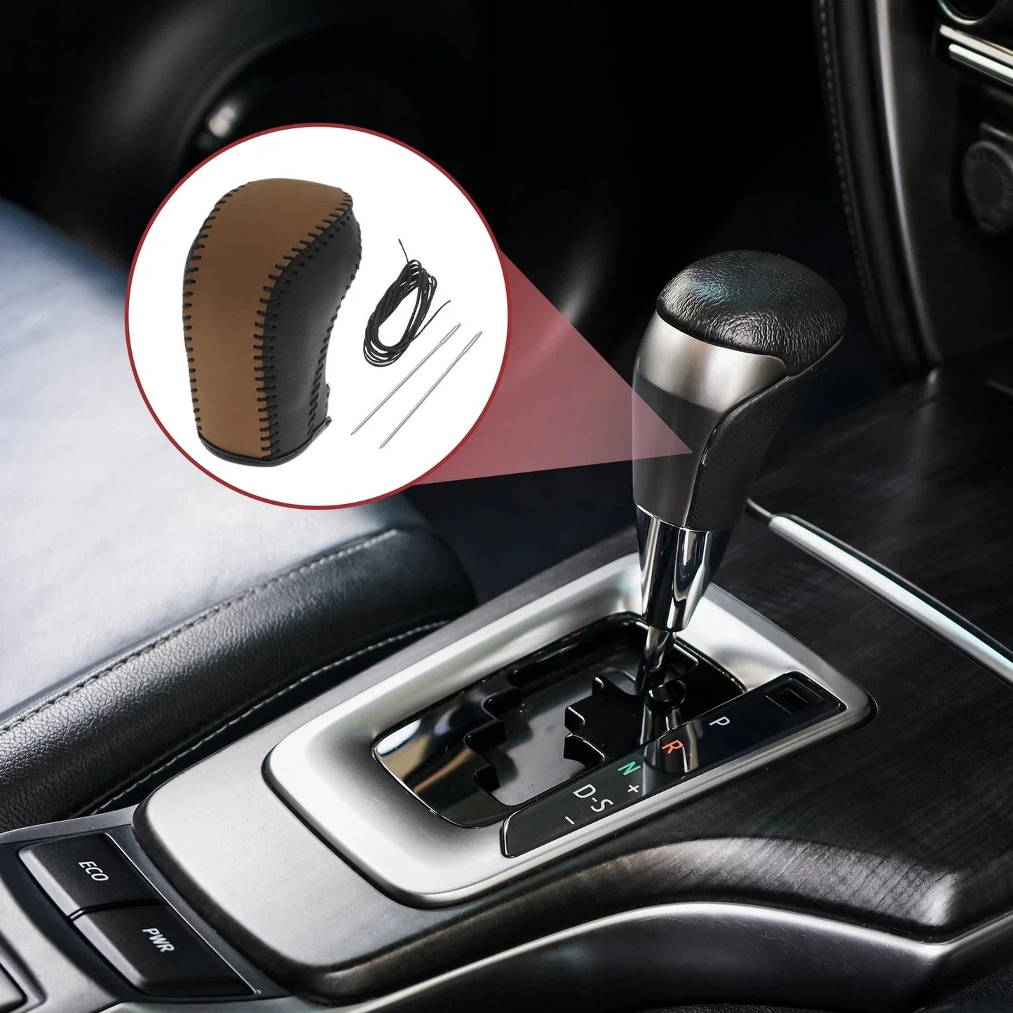 Gear Shift Knob Cover for Hyundai Tucson 2015-2018 Black Brown