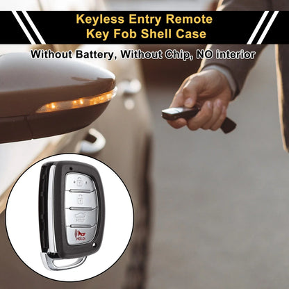 4 Button Key Fob Shell Case for Hyundai Elantra (2015-2021) Brown Silver Tone