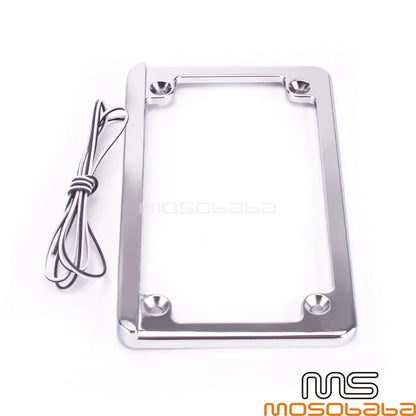 Chrome License Plate Frame w/LED Light for Harley Sportster 883