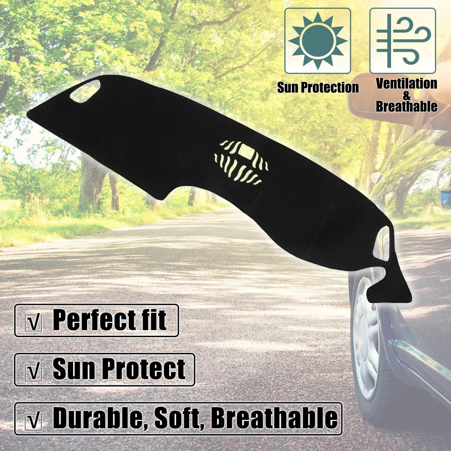 Dashboard Cover Black Polyester Non-slip Mat for Honda ZR-V (2023)