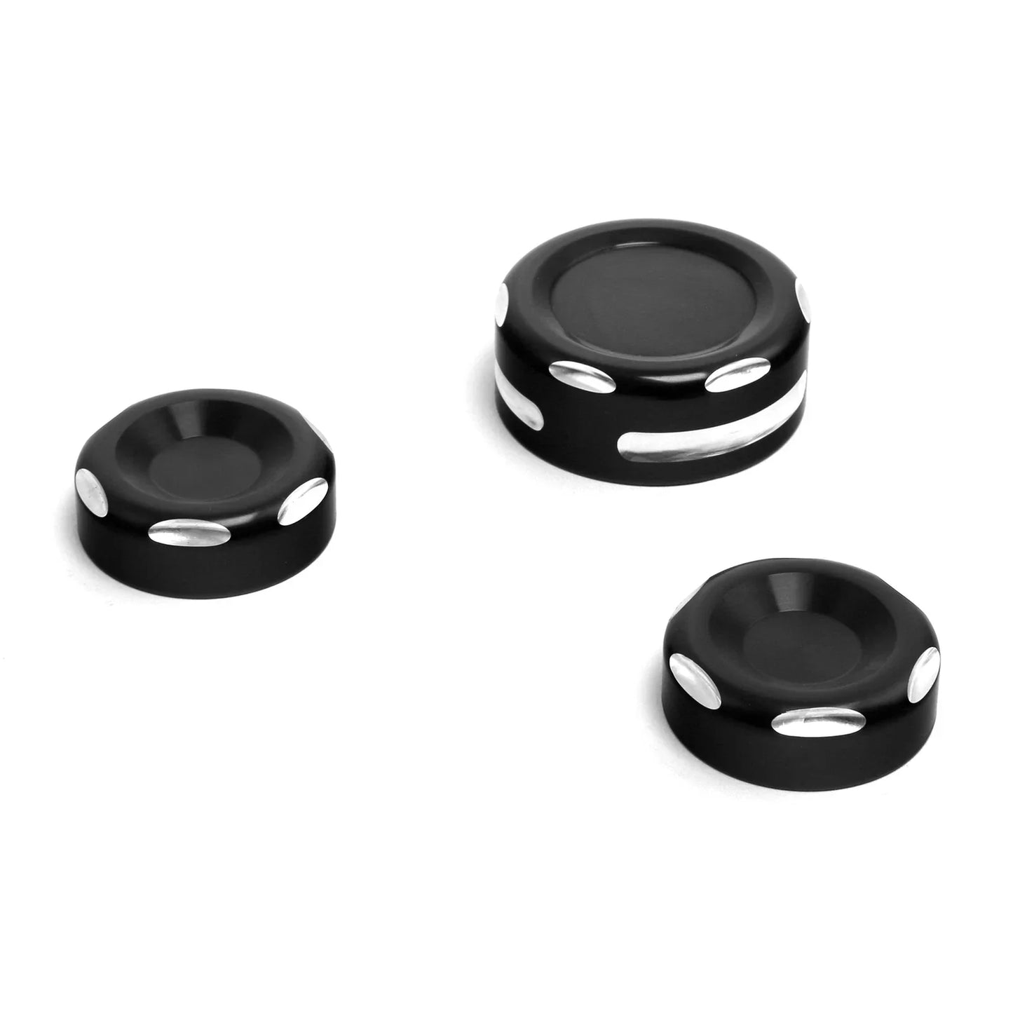 Black Fork Stem Upper Nut Bolt Covers for Harley Dyna Fat Bob FXDF (2006-2017)