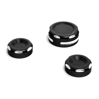 Black Fork Stem Upper Nut Bolt Covers for Harley Dyna Fat Bob FXDF (2006-2017)