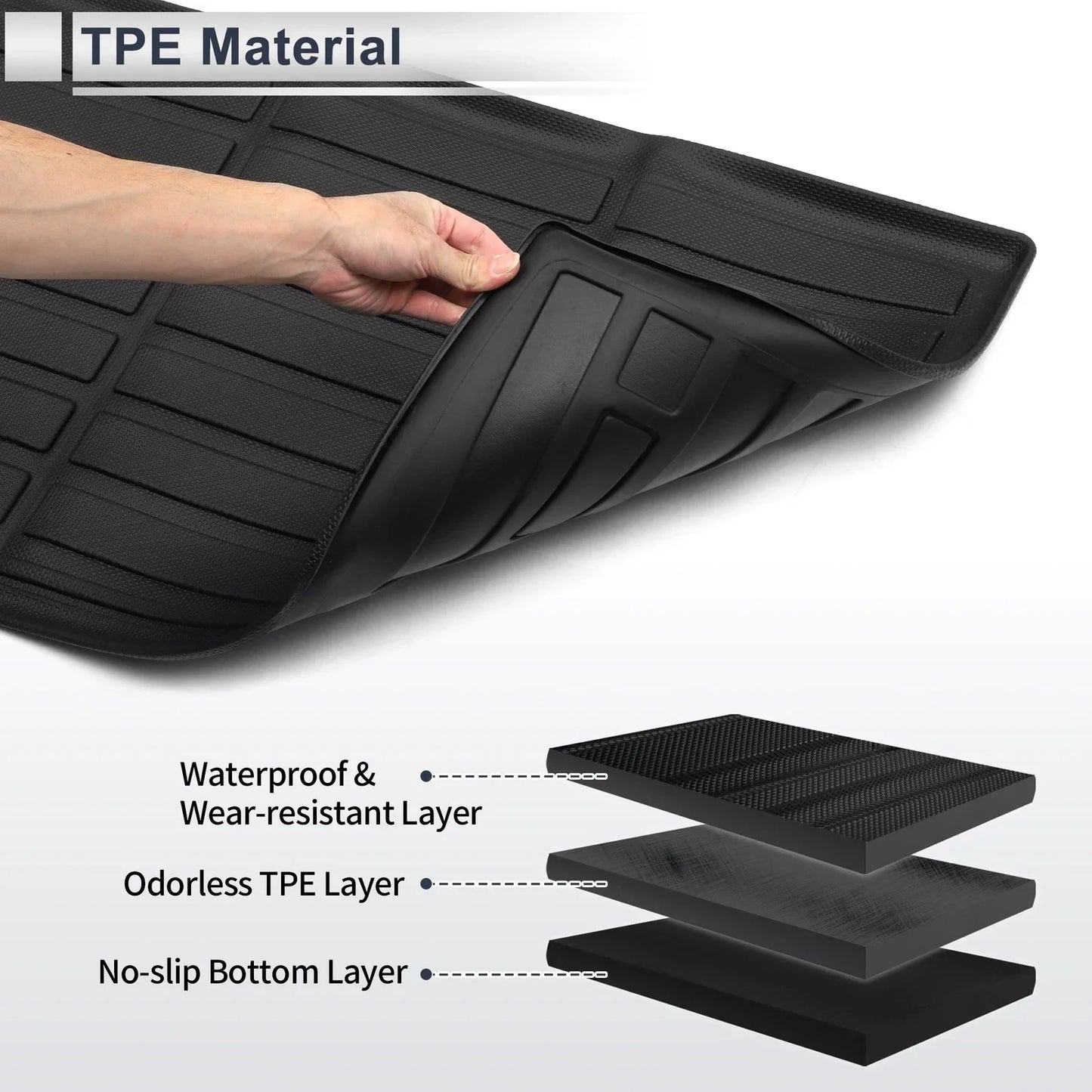 Cargo Liner Rear Trunk Mat for Honda Pilot (2016-2024) Long Grid Pattern TPE