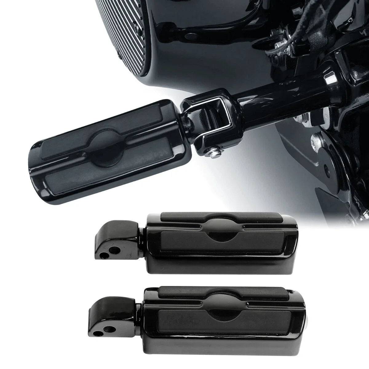 Black Passenger Footpegs for Harley Softail Deluxe Fat Bob (2018-2025)