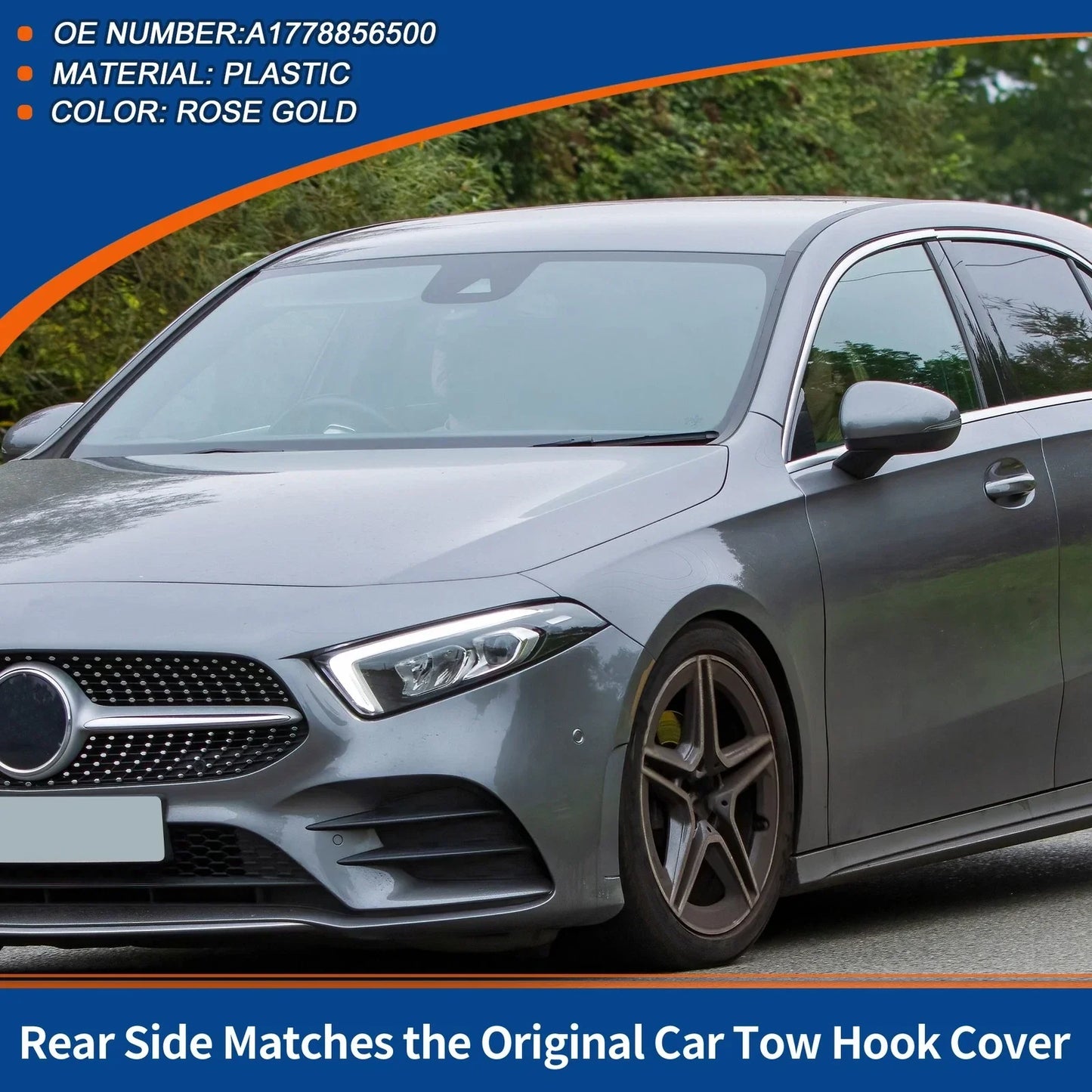 Front Bumper Tow Hook Cover for Mercedes-Benz W177 (2019-2023) - Rose Gold
