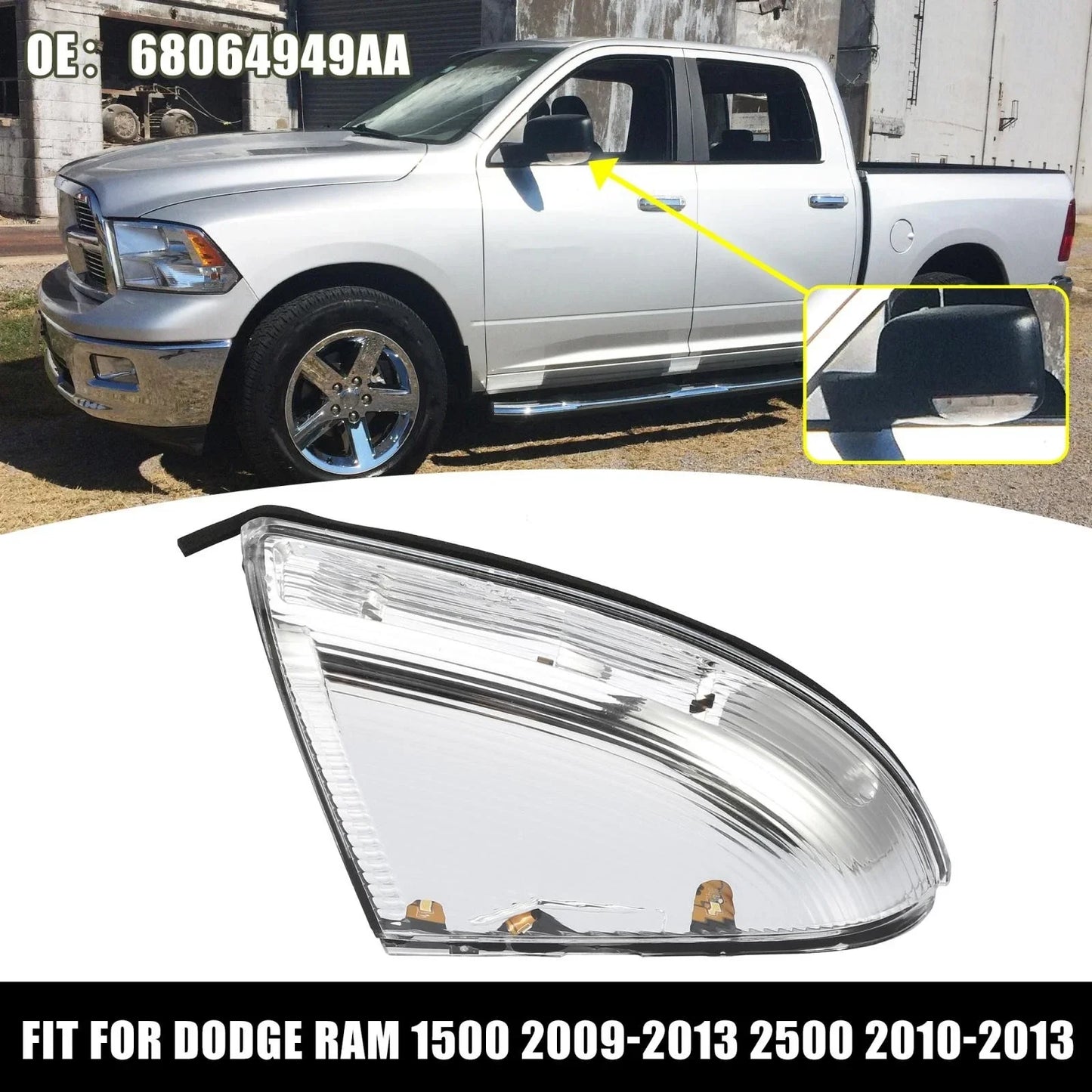 Driver Mirror Turn Signal Light for Dodge Ram 1500 2500 (2009-2014)