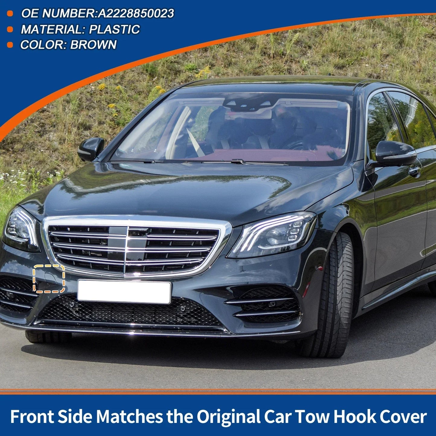 Bumper Tow Hook Cover for Mercedes-Benz S-Class (2014-2023) Black