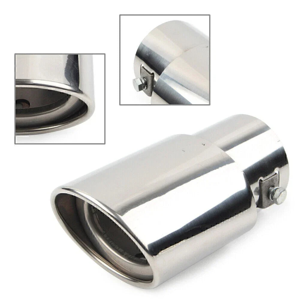 Stainless Steel Round Exhaust Pipe Tail Muffler Tip for Car Silver