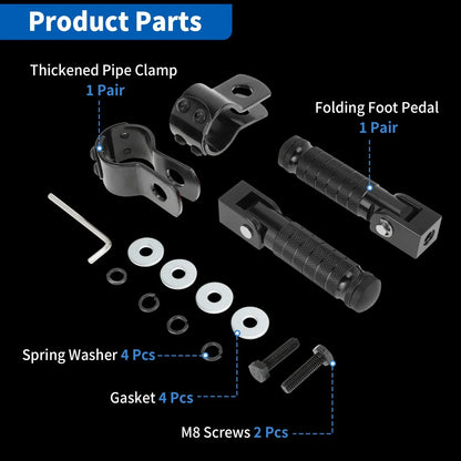 Universal Motorcycle Rear Foot Pedal for Honda, Suzuki, Kawasaki - 1 Pair