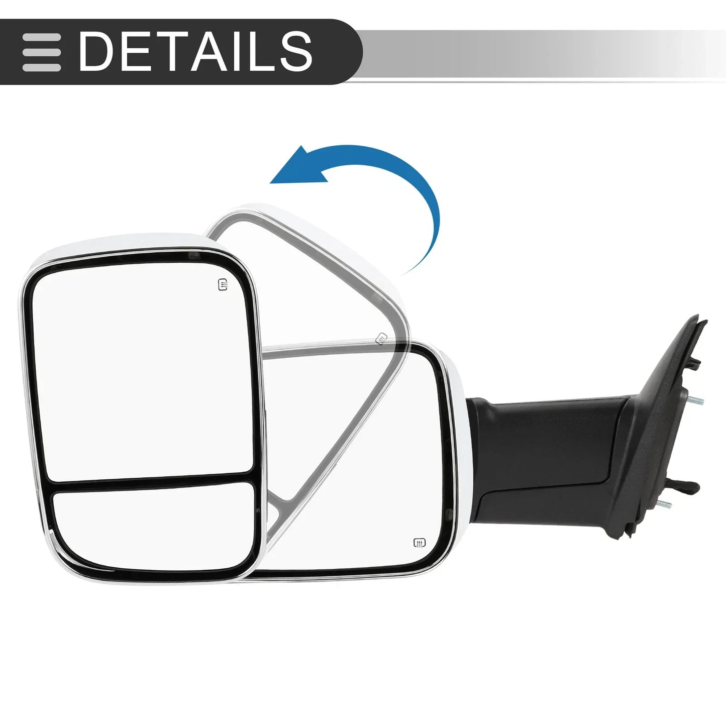 Tow Mirrors for Dodge Ram 1500 with LED Turn Signal Light Silver Tone (2009-2018)
