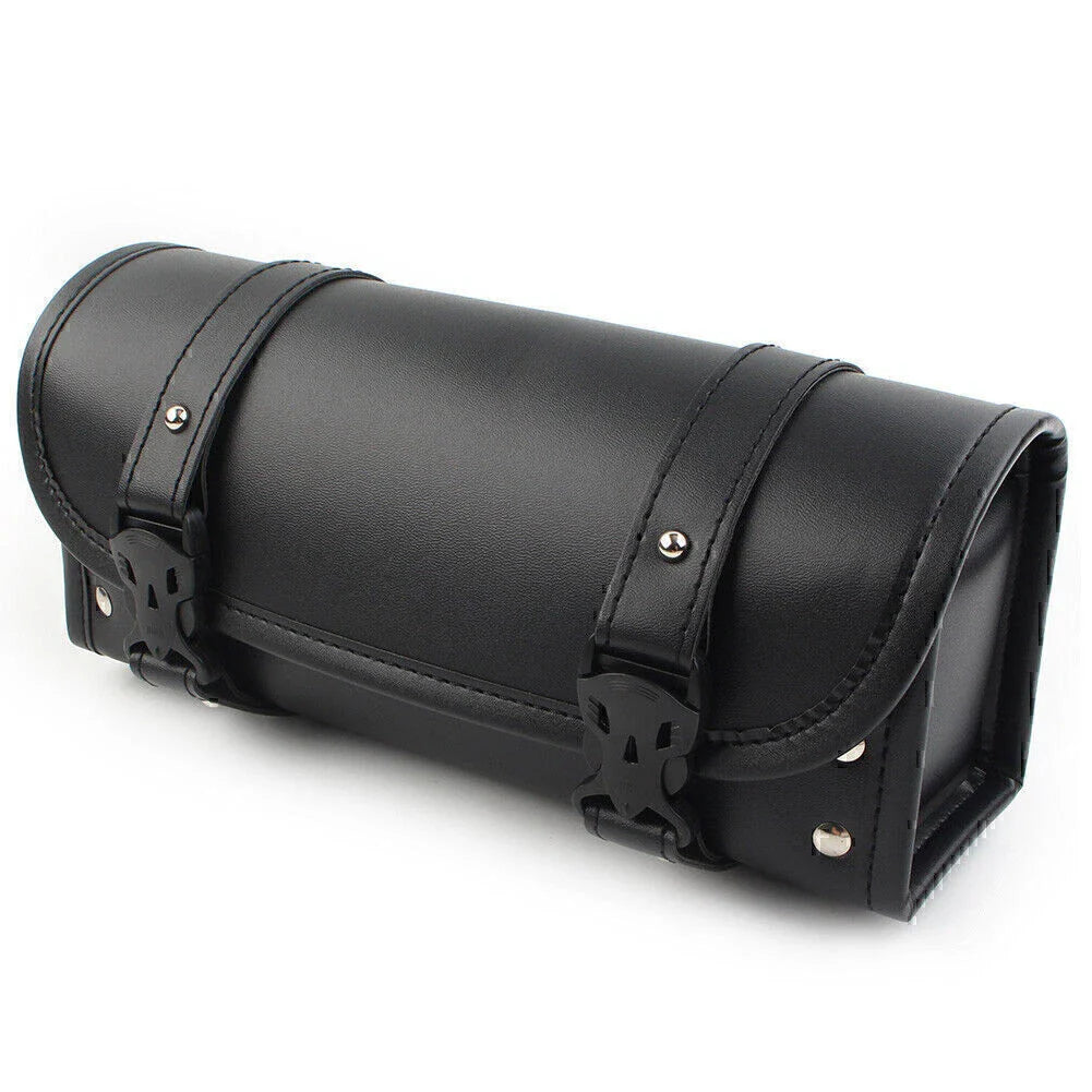 Universal Black PU Leather Motorcycle Side Saddle Bags for Storage