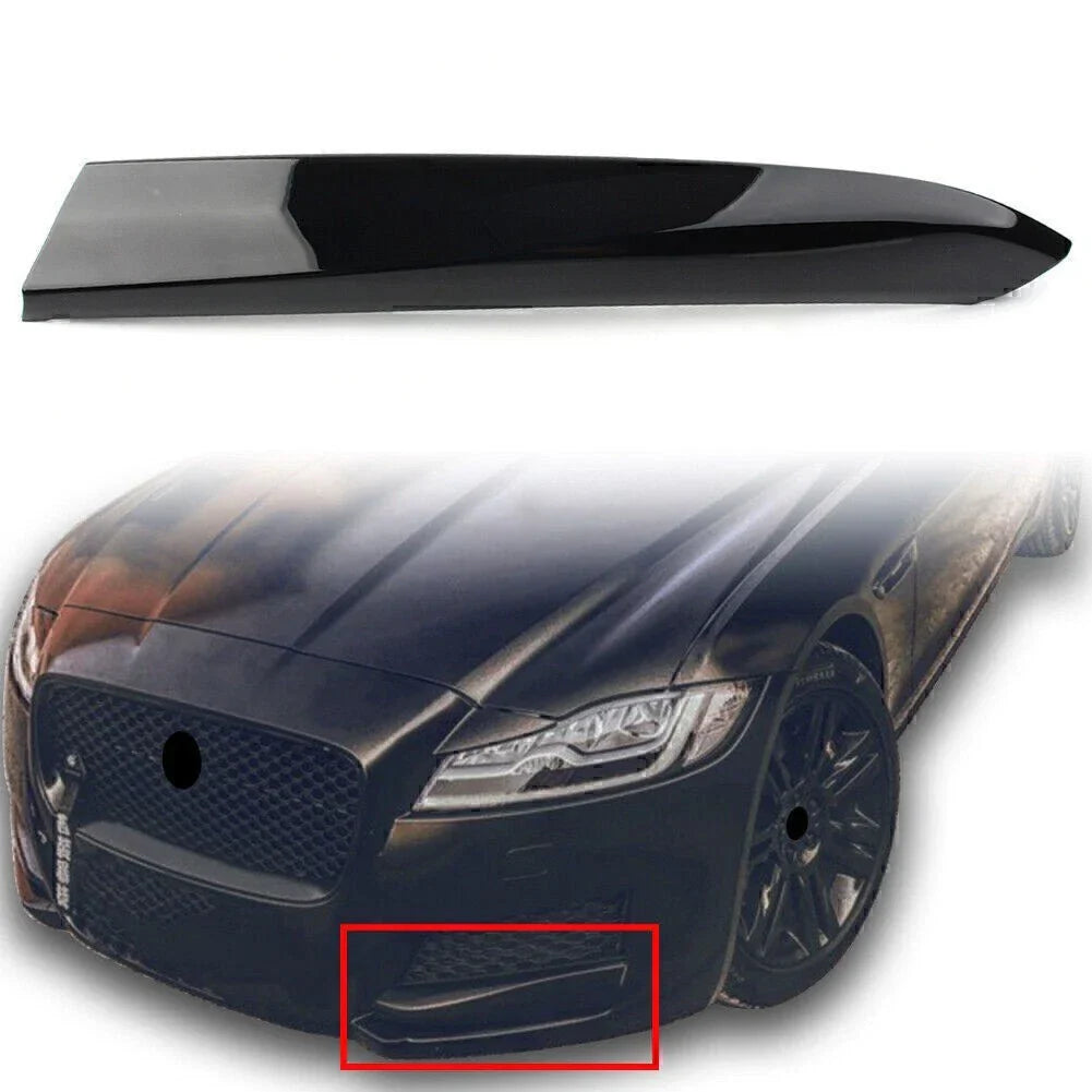 Black Front Left Bumper Grille Insert Cover Trim for Jaguar XF (2016-2020)