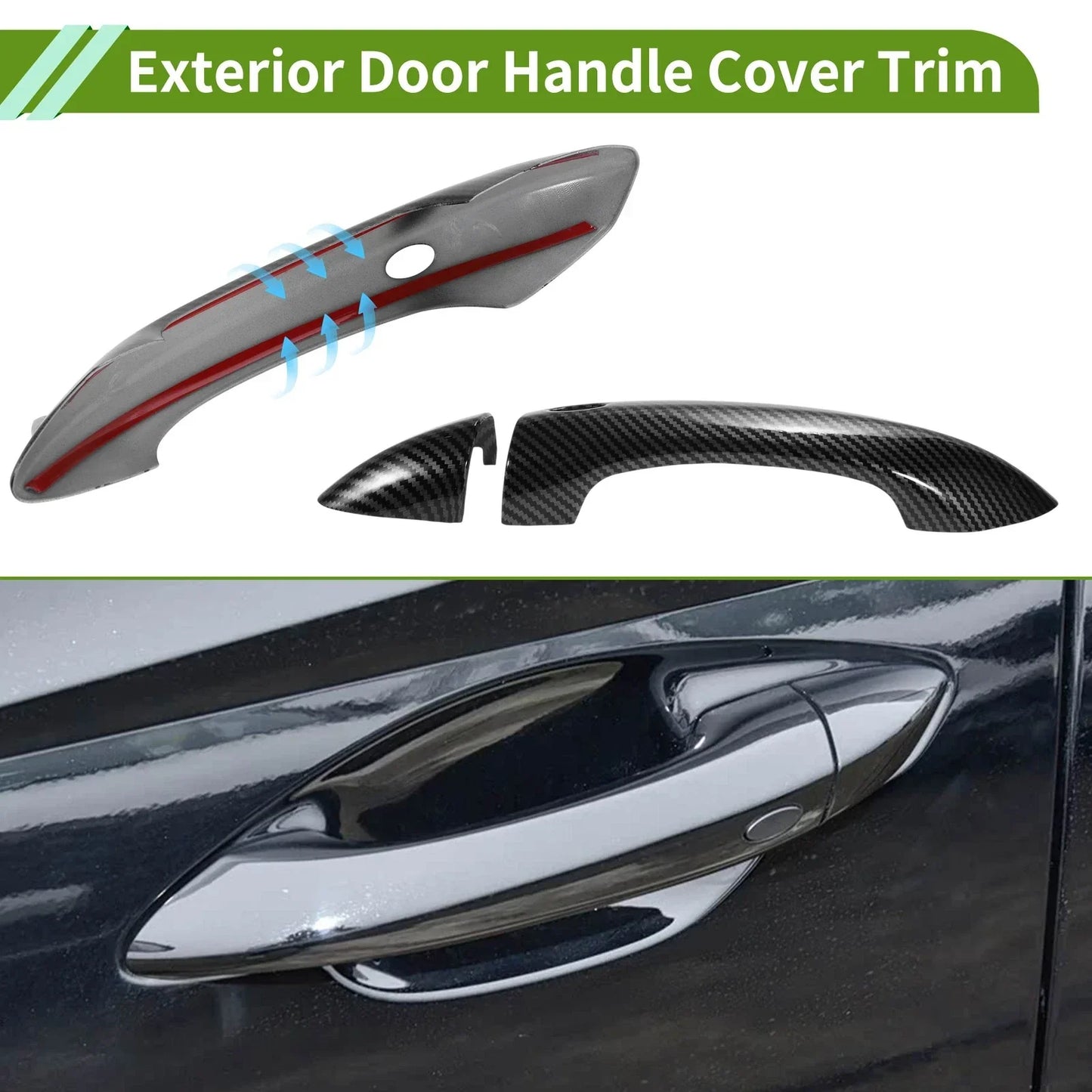 Exterior Door Handle Cover Trim for Hyundai Tucson (2022-2024) Carbon Fiber Black