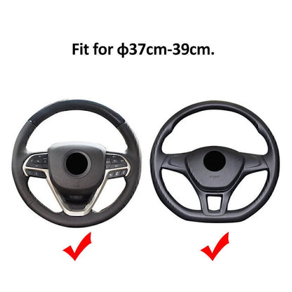 15"/37-38CM PU Leather Steering Wheel Cover for Car - Black (2015-2023)