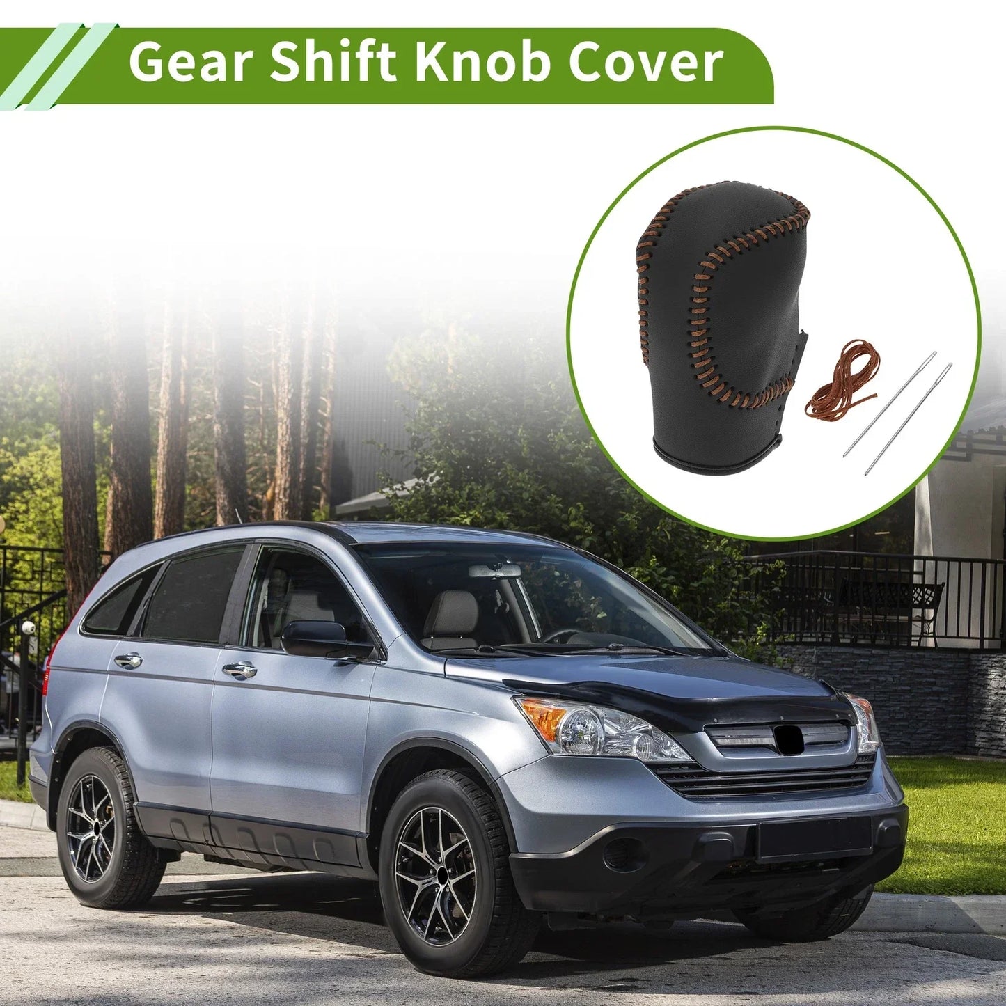 Car Gear Shift Knob Cover Black Brown Faux Leather for Honda Civic (2022-2024)