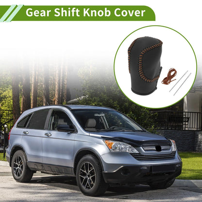 Car Gear Shift Knob Cover Black Brown Faux Leather for Honda Civic (2022-2024)