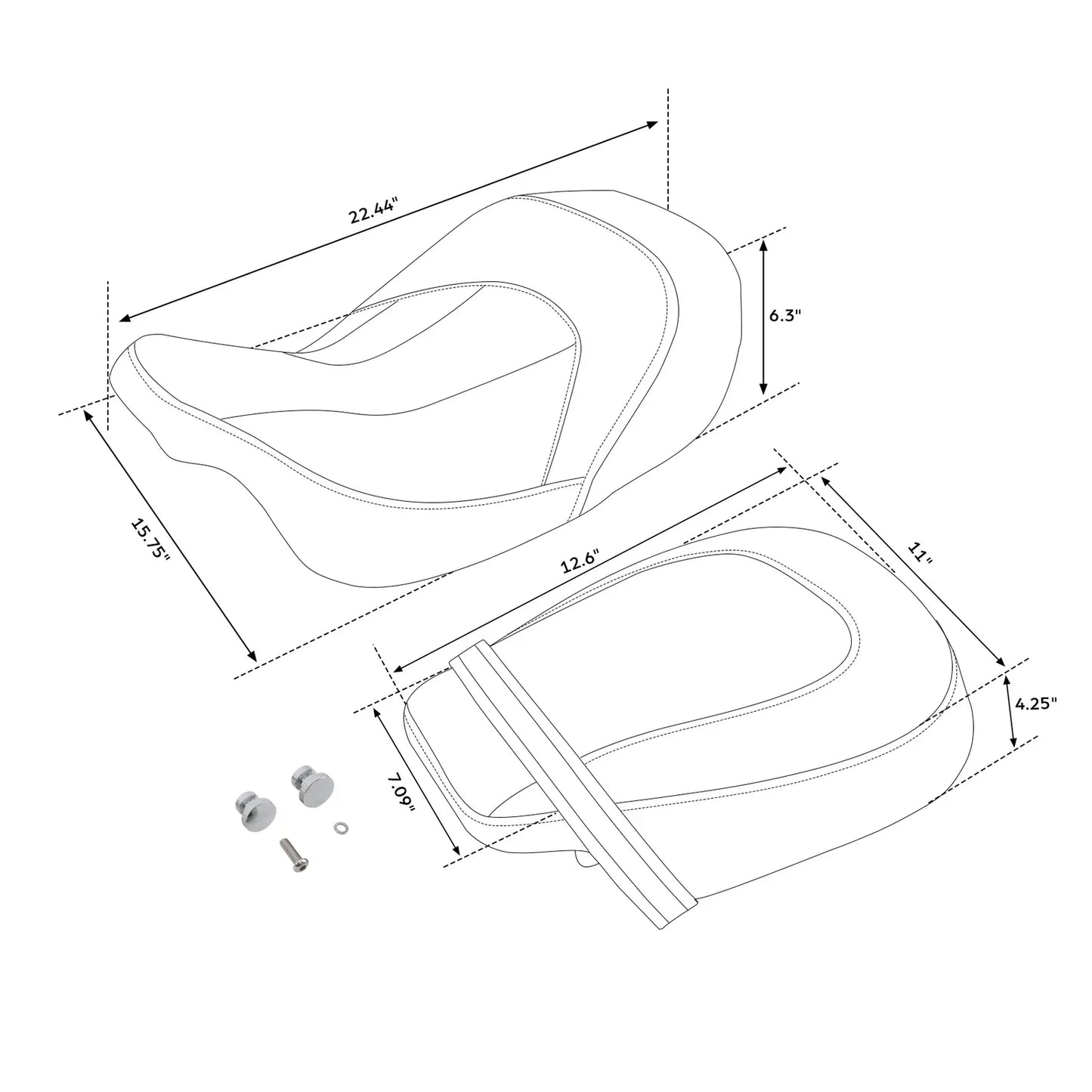 Driver Passenger Gel Seat for Harley Road King Electra Glide (2009-2023)
