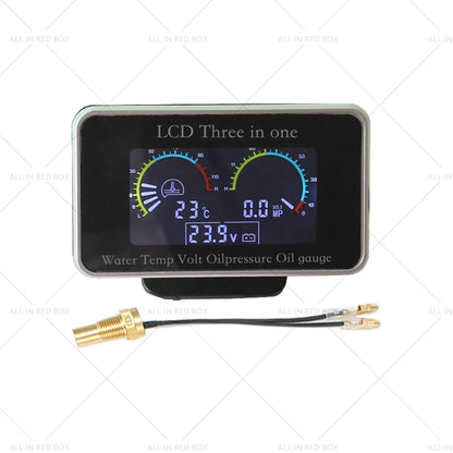 3in1 LCD Oil Pressure, Voltmeter, Water Temp Gauge for Car Truck 12V/24V